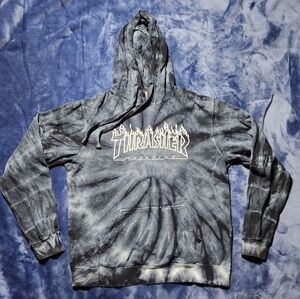Thrasher black/grey tie-dye pattern Cotton Fashion Hoodie Size Large Vintage